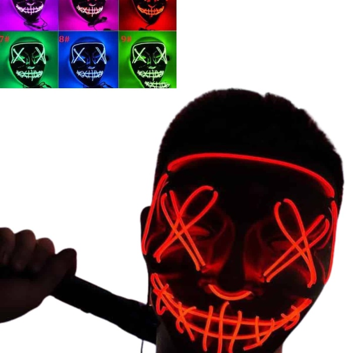 KESGİN MARKET ® Led Işıklı Neon Maske Cadılar Bayramı Maskesi Korkunç Korku Maskesi