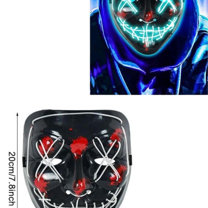 KESGİN MARKET ® Işıklı Led Maske Parti Eğlence Maskesi Hallowen Neon Maske
