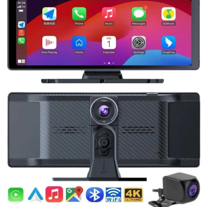 KESGİN MARKET ® 4K Ultra Araç İçi Ön ve Arka Kameralı Ekran HD 2 Kameralı Torpido Üstü Araç Multimedya