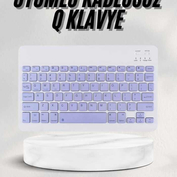 KESGİN MARKET ® Android ve İOS Uyumlu Bluetooth Kablosuz Türkçe Q Klavye Renkli