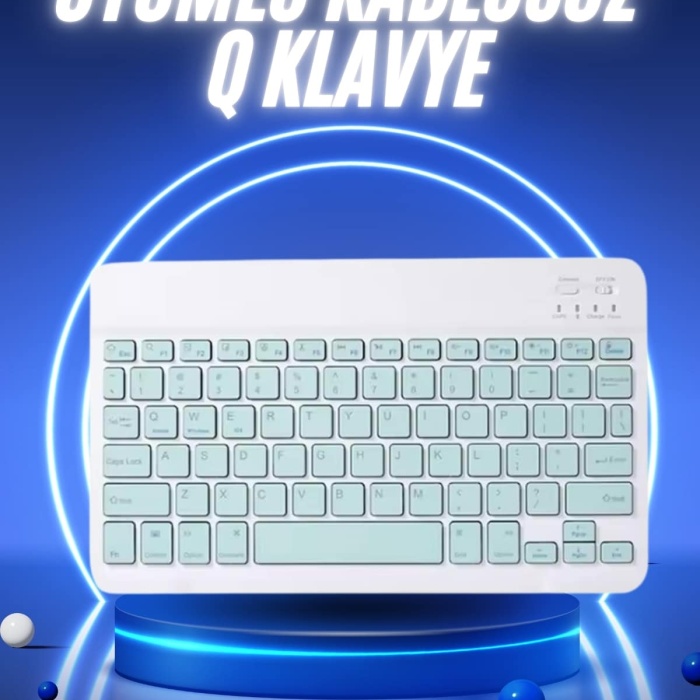 KESGİN MARKET ® Bluetooth Şarj Edilebilir Mini Q Klavye Kablosuz Taşınabilir