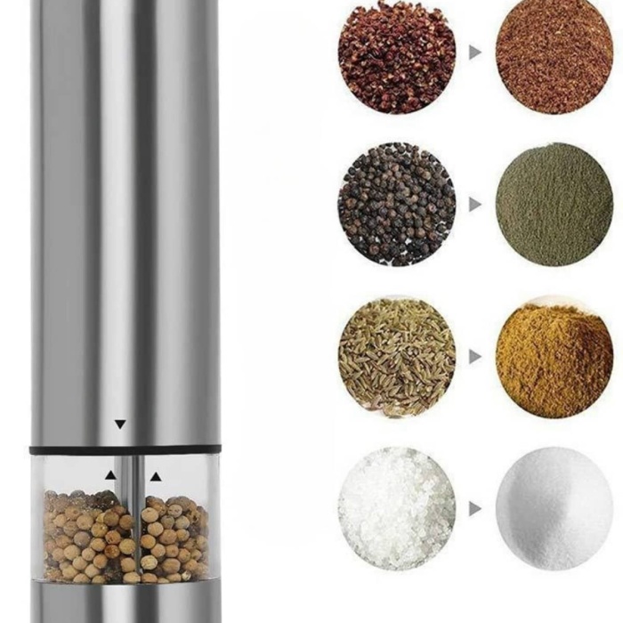 KESGİN MARKET ® Işıklı Otomatik Tuz ve Karabiber Öğütücü Baharat Öğütücü