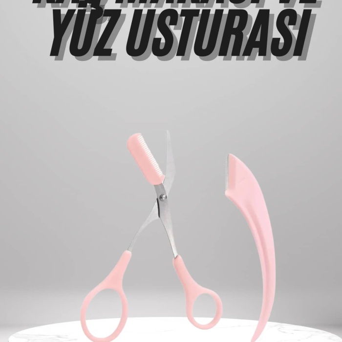 KESGİN MARKET ® 2li Kaş Bakım Seti Taraklı Kaş Makası Ve Kaş Usturası Kaş Şekillendirici