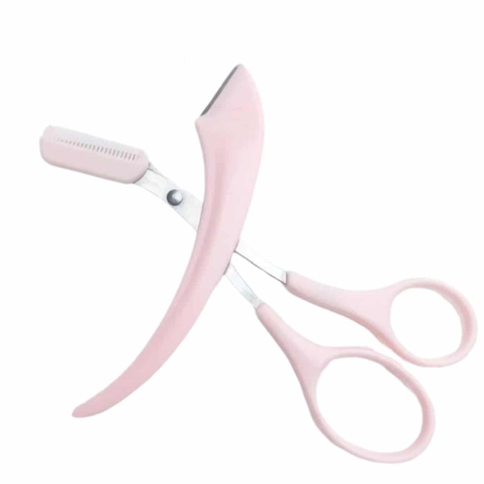 KESGİN MARKET ® Taraklı Kaş Makası ve Ustura Seti Kaş Düzeltme Makası Kaş Bıyık Alma Aleti