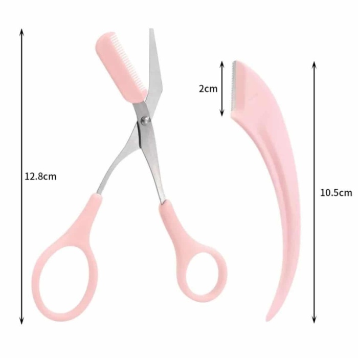 KESGİN MARKET ® Taraklı Kaş Makası ve Ustura Seti Kaş Düzeltme Makası Kaş Bıyık Alma Aleti