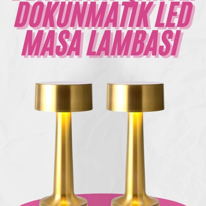 KESGİN MARKET ® Altın Rengi Masa ve Gece Lambası Dokunmatik Şarjlı Masa Lambası