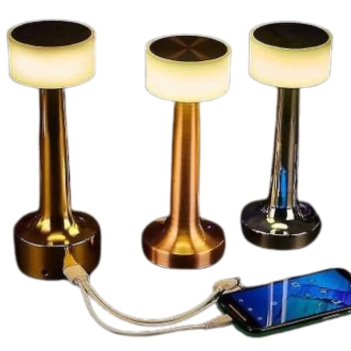 KESGİN MARKET ® Altın Rengi Masa ve Gece Lambası Dokunmatik Şarjlı Masa Lambası
