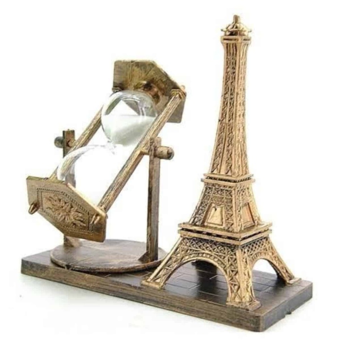 KESGİN MARKET ® Eyfel Kulesi Tasarımlı Kum Saati Kristalleştirilmiş Kum Saati Dekoratif Ahşap Görünümlü