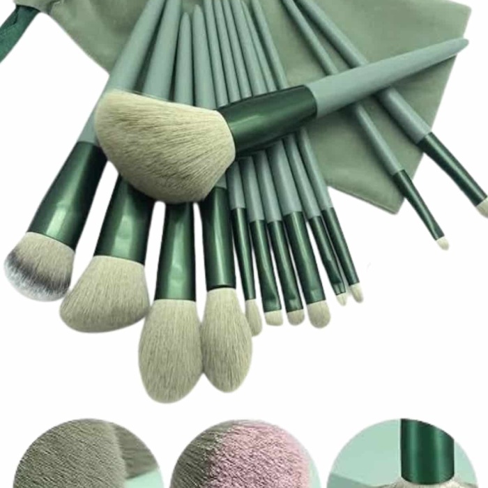 KESGİN MARKET ® 13 Parça Taşınabilir Kılıflı Profesyonel Makyaj Fırça Seti Pudra Allık Fondöten Fırçası