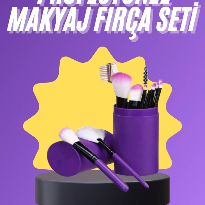 KESGİN MARKET ® 12 Parça Makyaj Fırça Seti Profesyonel Fondöten Allık Far Kontür Fırçası
