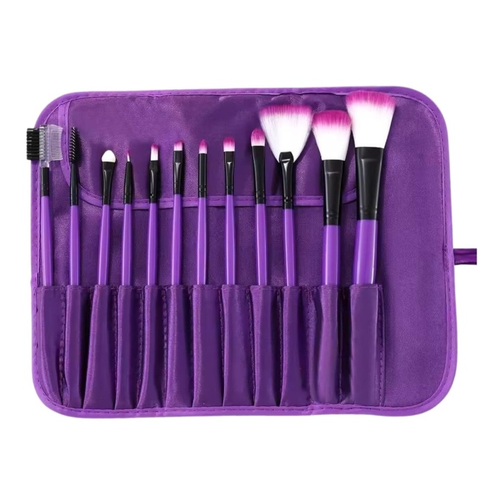 KESGİN MARKET ® 12 Parça Makyaj Fırça Seti Profesyonel Fondöten Allık Far Kontür Fırçası