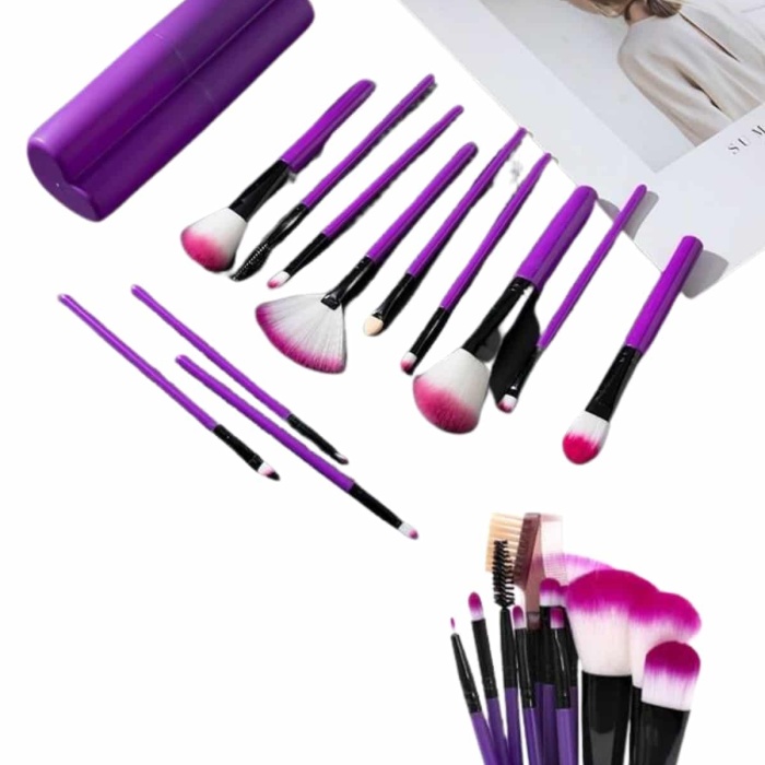 KESGİN MARKET ® 12 Parça Profesyonel Makyaj Fırçası Far Fırçası Allık Fırçası Yumuşak Kıllı