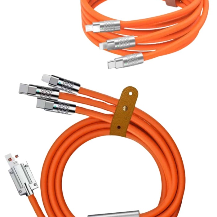 KESGİN MARKET ® 120W 3 İn 1 Uyumlu Silikon Şarj Kablosu Hızlı Şarj Kablosu