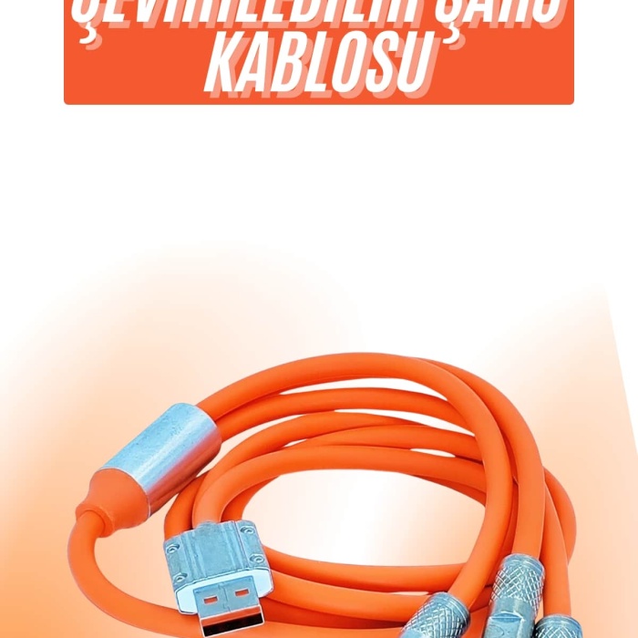 KESGİN MARKET ® Çoklu Şarj Kablosu USB Type-C İOS Uyumlu 120W Hızlı Şarj Kablosu