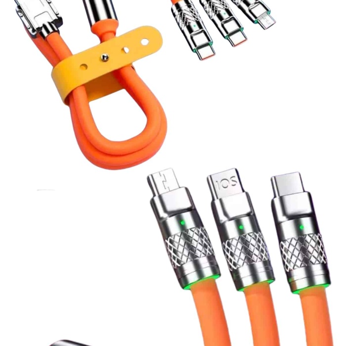 KESGİN MARKET ® Çoklu Şarj Kablosu USB Type-C İOS Uyumlu 120W Hızlı Şarj Kablosu