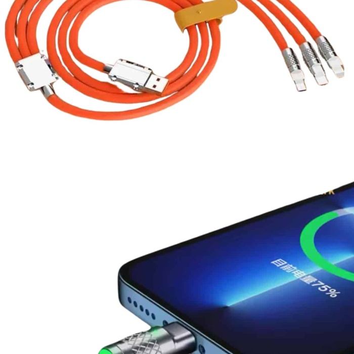 KESGİN MARKET ® Çoklu Şarj Kablosu USB Type-C İOS Uyumlu 120W Hızlı Şarj Kablosu