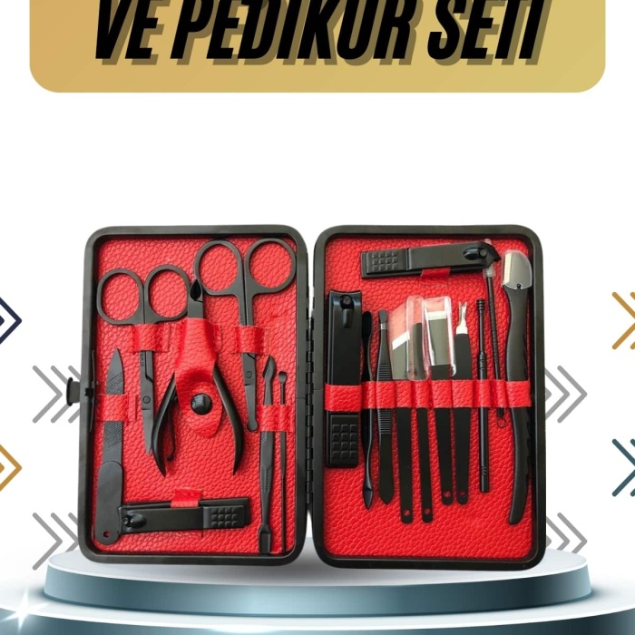 KESGİN MARKET ® 17 Parça Manikür Pedikür Seti El Ayak Bakım Seti Tırnak Makası Törpü