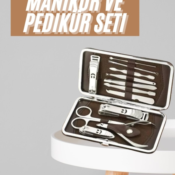 KESGİN MARKET ® Tırnak Bakım Seti Tırnak Düzeltme Batık 12 Parça Çanta Tipi Manikür Pedikür