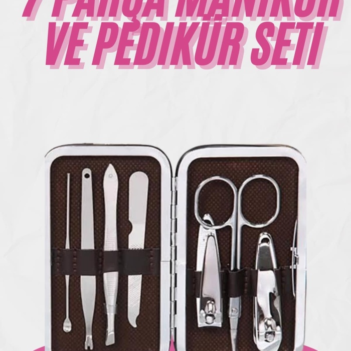 KESGİN MARKET ® Deri Çanta Hediyeli 7 Parça Manikür-Pedikür Tırnak Bakım Seti