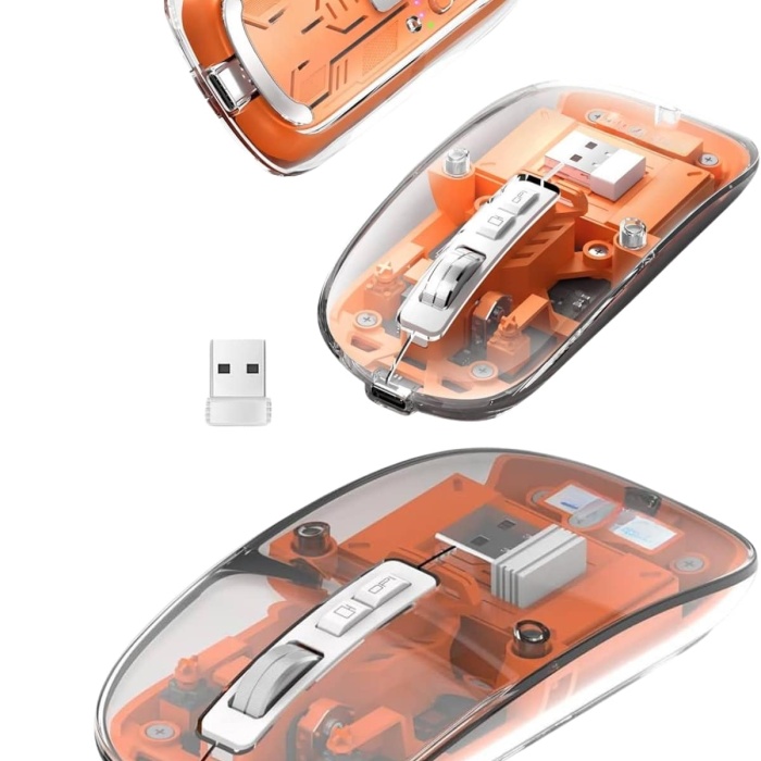 KESGİN MARKET ® Sessiz Tıklama Çift Modlu Bluetooth Ve Alıcı Şeffaf Mouse Fare