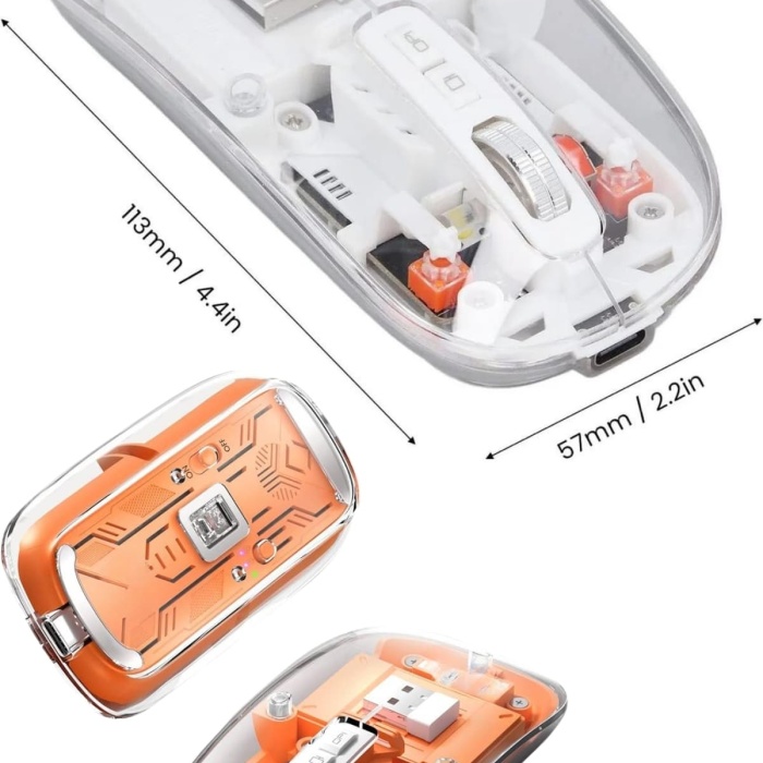 KESGİN MARKET ® Sessiz Tıklama Çift Modlu Bluetooth Ve Alıcı Şeffaf Mouse Fare