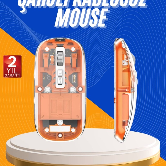 KESGİN MARKET ® Mouse Fare Kablosuz Mouse Fare Şarjlı Bluetooth Sessiz 5 Tuşlu Şeffaf