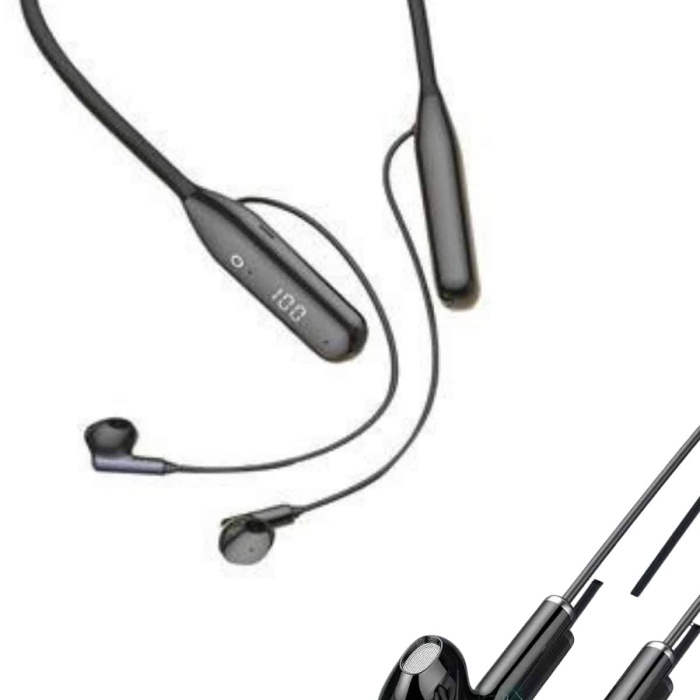 KESGİN MARKET ® Boyun Bantlı Kablolu Yüksek Ses Kaliteli Bluetooth Kulaklık Uzun Pil Ömrü 100 saat sarj