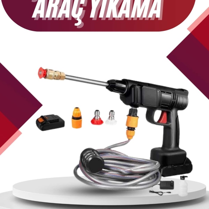 KESGİN MARKET ® Oto Araba Yıkama Şarjlı Ve Yüksek Basınçlı Oto Yıkama Ve Sulama Tabancası