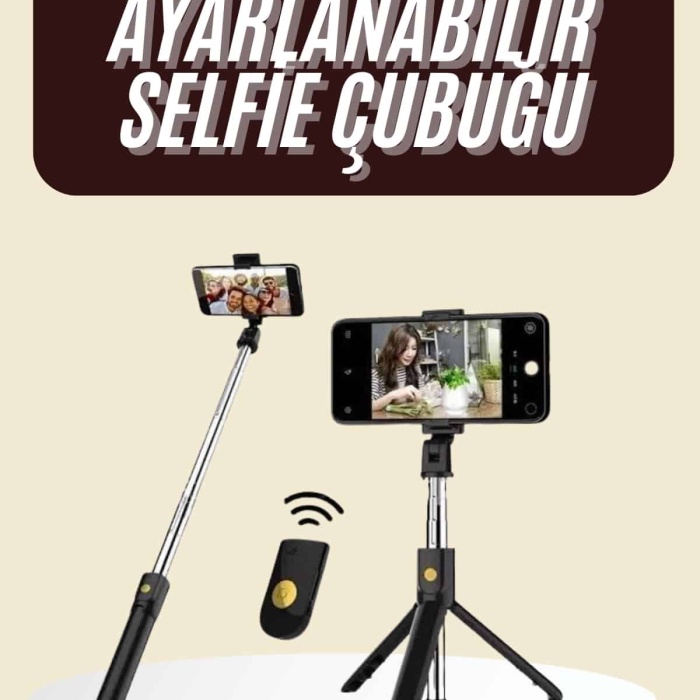 KESGİN MARKET ® Cep Telefonu Tripod Standı Manyetik Selfie Sopa Bluetooth Uzaktan Kumandalı