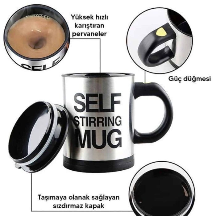 KESGİN MARKET ® Karıştırıcı Özellikli Mikser Kupa Bardak Kompakt Taşınabilir Mug
