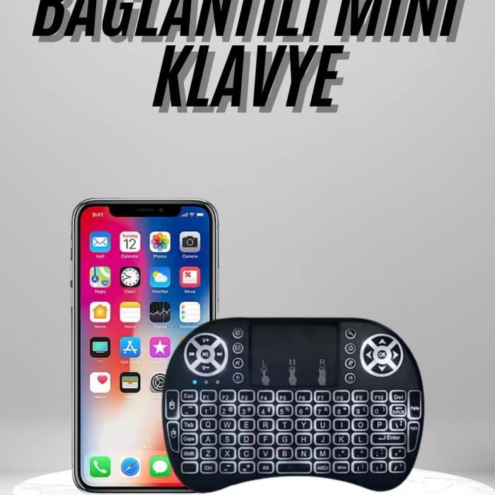 KESGİN MARKET ® Kablosuz Türkçe Q Klavye RGB Işıklı Televizyon Ps3 Dokunmatik Mouse