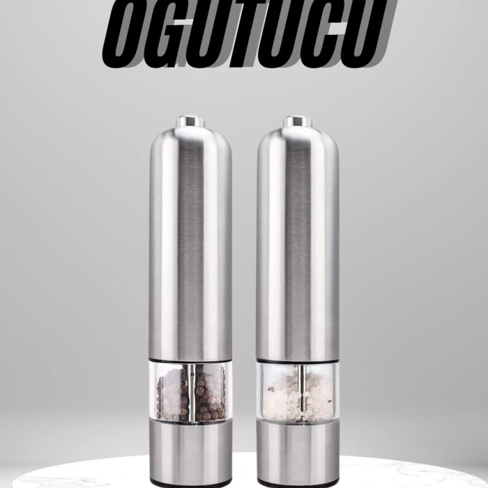 KESGİN MARKET ® Otomatik Tuz ve Karabiber Öğütücü Baharat Öğütücü Tuz Karabiber Değirmeni