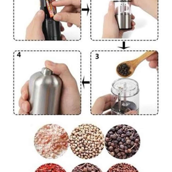 KESGİN MARKET ® Otomatik Tuz ve Karabiber Öğütücü Baharat Öğütücü Tuz Karabiber Değirmeni