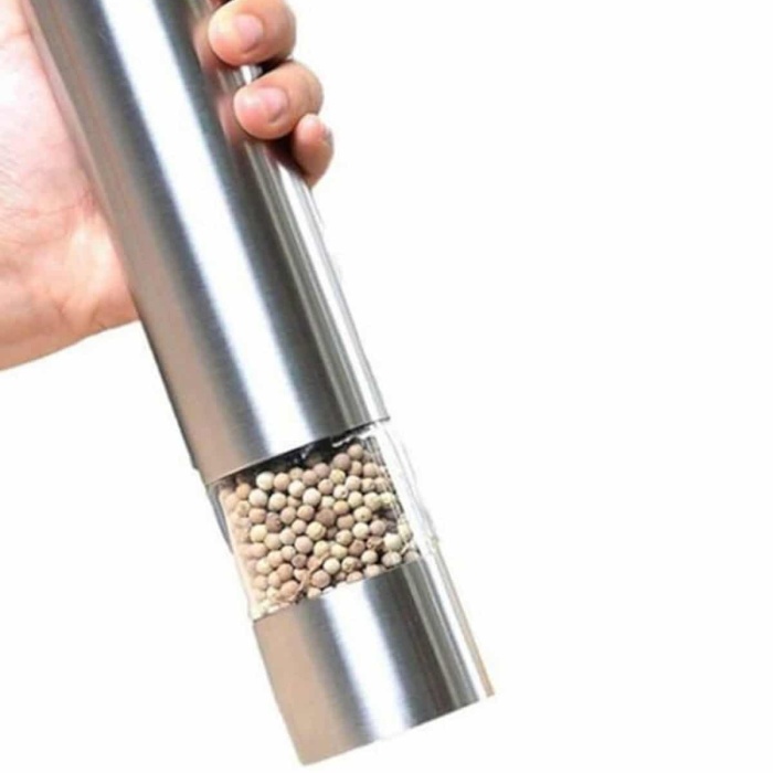 KESGİN MARKET ® Baharat Öğütücü Paslanmaz Ayarlanabilir Otomatik Pilli Işıklı Tuz & Karabiber