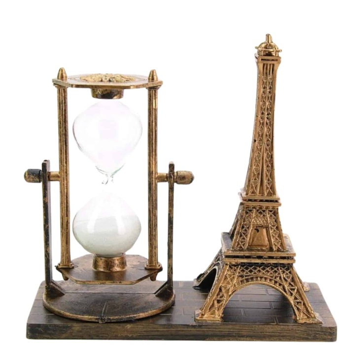 KESGİN MARKET ® Retro Eyfel Kulesi Ve Kum Saati Dekoratif Ahşap Görünümlü Masa Biblosu