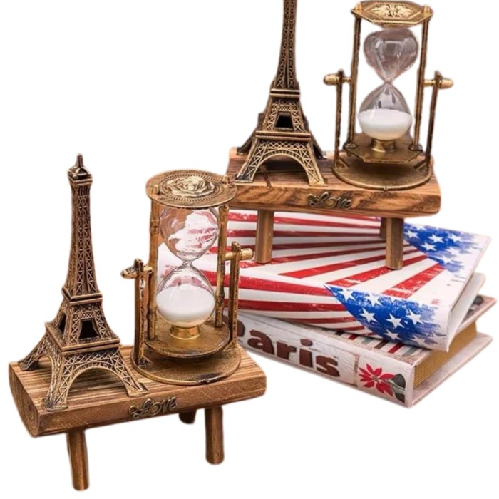 KESGİN MARKET ® Masa Biblosu Dekoratif Süs Kum Saati Eyfel Kulesi Hediyelik Kum Saati
