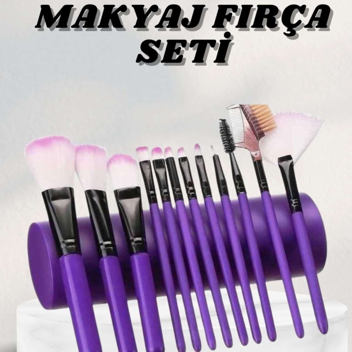 KESGİN MARKET ® Makyaj Fırçası 12 Parça Set Yumuşak Uçlu Göz Makyajına Uygun Hafif ve Taşınabilir Çanta