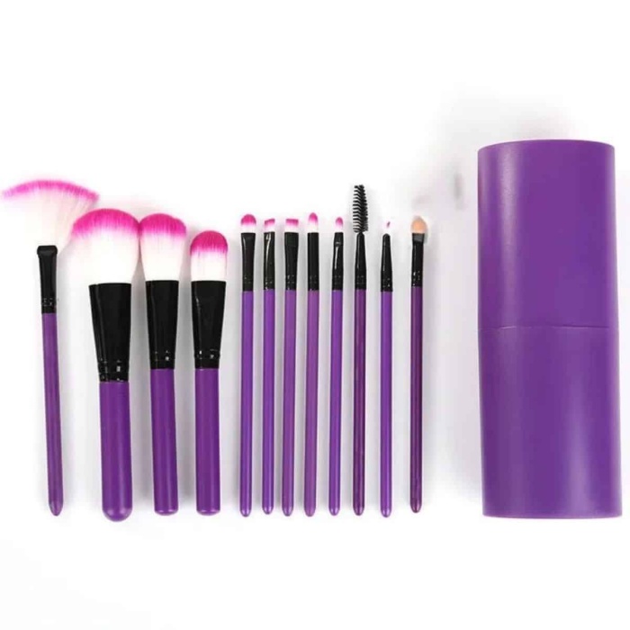 KESGİN MARKET ® Makyaj Fırçası 12 Parça Set Yumuşak Uçlu Göz Makyajına Uygun Hafif ve Taşınabilir Çanta