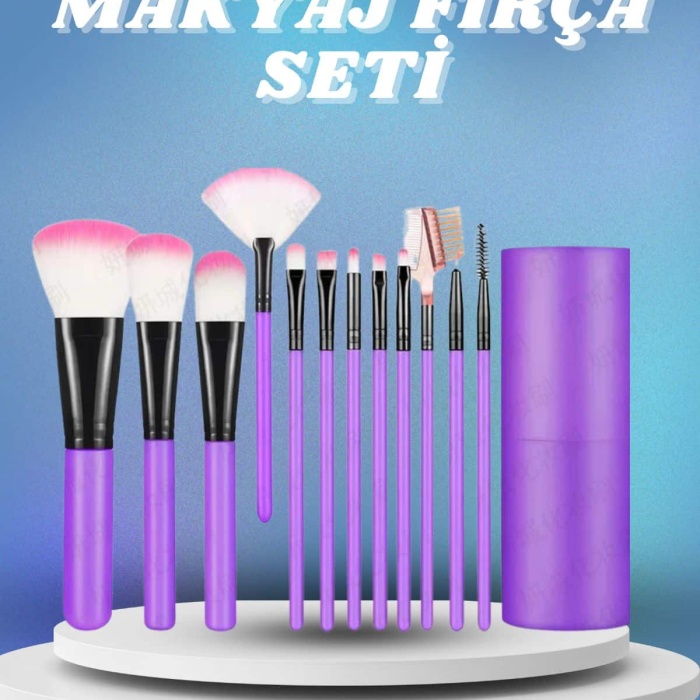 KESGİN MARKET ® 12 Parça Yumuşak Uçlu Makyaj Fırça Set-Göz ve Yüz Makyajı İçin Fırça Seti Profesyonel Makyaj Seti