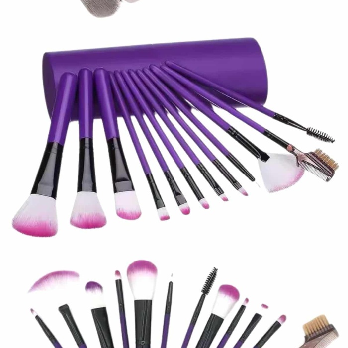 KESGİN MARKET ® 12 Parça Yumuşak Uçlu Makyaj Fırça Set-Göz ve Yüz Makyajı İçin Fırça Seti Profesyonel Makyaj Seti