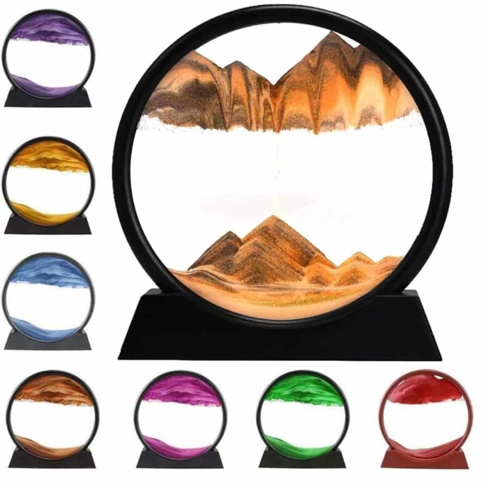 KESGİN MARKET ® 7 Inç Mavi Orta Boy Dekoratif Yuvarlak Şık Kum Tablosu Modern Dekoratif Süs