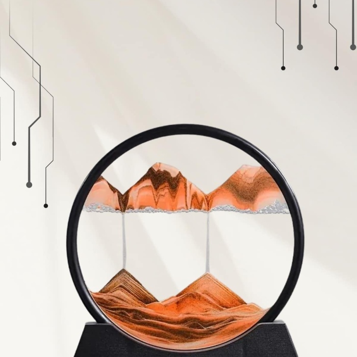 KESGİN MARKET ® Dekoratif Kum Sulu Kum Saati Yuvarlak Şık Kum Tablosu Kum Saati Şeklinde Kum Tablo