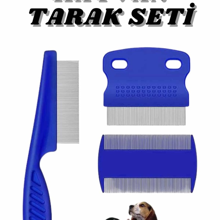 KESGİN MARKET ® Evcil Hayvan Bit Tarağı Seti Paslanmaz Çelik Bıçaklı 4lü Set