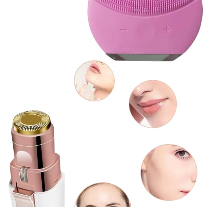 KESGİN MARKET ® Kulak Burun ve Yüz Epilasyon Aleti ve Yüz Masaj Aleti İkili Cilt Bakım Seti