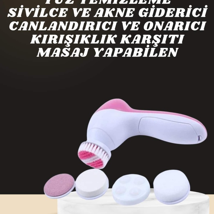 KESGİN MARKET ® İkili Cilt Bakım Seti 5 Başlıklı Yüz Temizleme ve Masaj Aleti Canlandırıcı ve Onarıcı