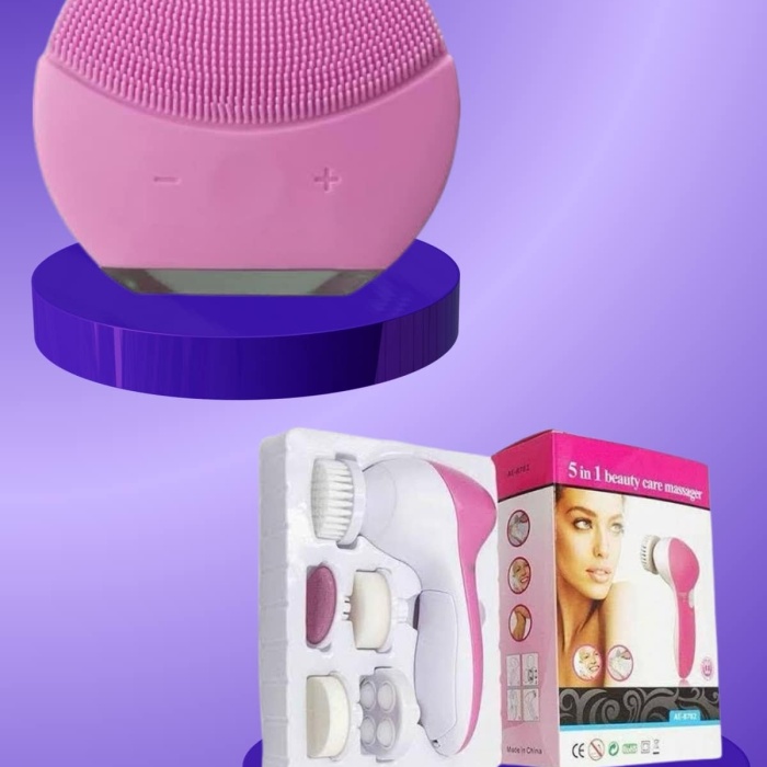 KESGİN MARKET ® İkili Cilt Bakım Seti 5 Başlıklı Yüz Temizleme ve Masaj Aleti Canlandırıcı ve Onarıcı