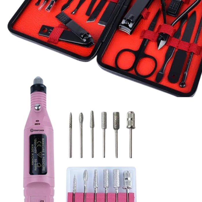 KESGİN MARKET ® Elektrikli Manikür Pedikür Seti İkili Set 17 Parça Tırnak Bakımı Nasır Temizleme Tırnak Şekillendirme