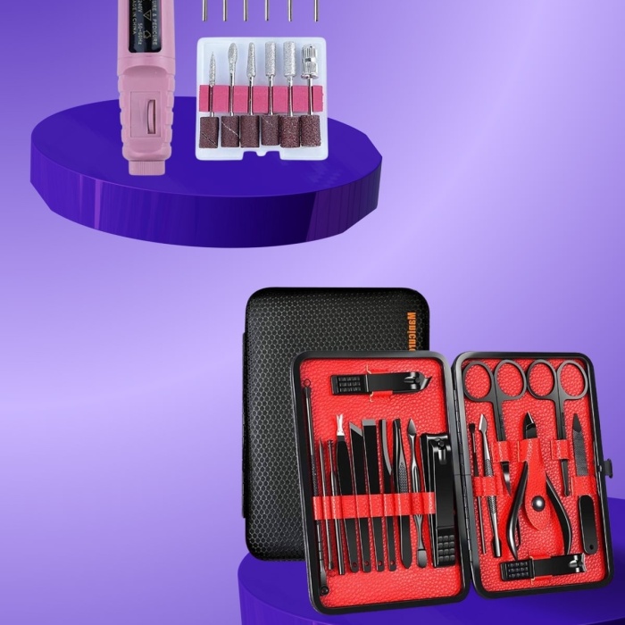 KESGİN MARKET ® Elektrikli Manikür Pedikür Seti İkili Set 17 Parça Tırnak Bakımı Nasır Temizleme Tırnak Şekillendirme