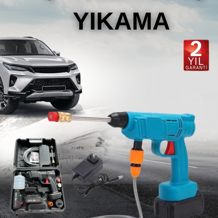 KESGİN MARKET ® Şarjlı Oto Yıkama, Bahçe Sulama Tabancası Makinesi Yüksek Basınçlı