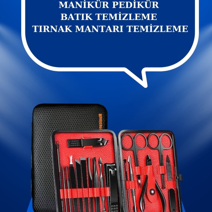 KESGİN MARKET ® 17 Parça El Ayak Bakım Seti Tırnak Temizleme Manikür Pedikür Cımbız Törpü Tırnak Makası